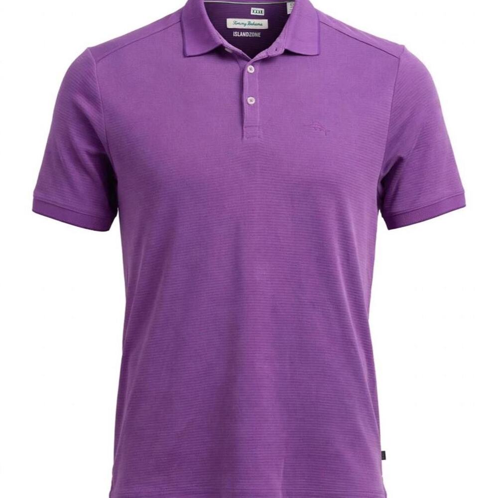 Tommy Bahama Polo Shirt Mens L Purple IslandZone Golf Performance Marlin Logo